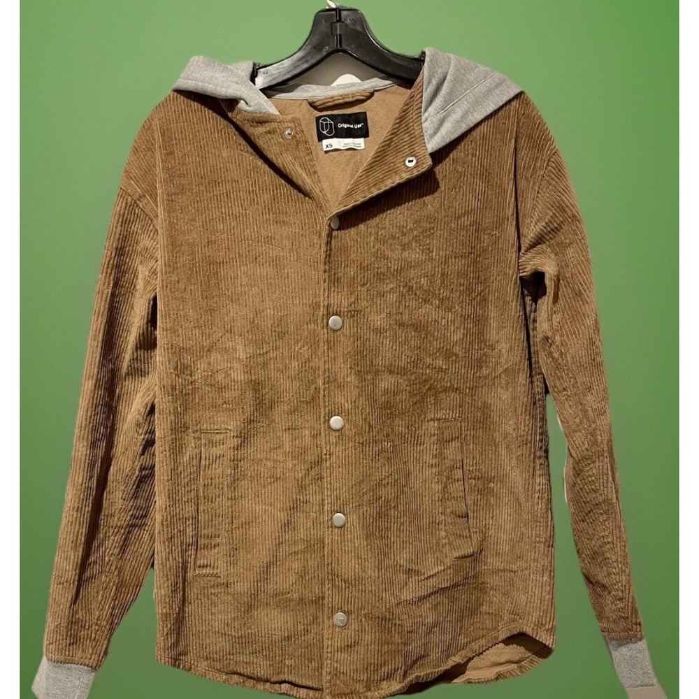 Original Use Men's‎ Brown Corduroy Hooded Snap Front Jacket in Size XS Shacket S
